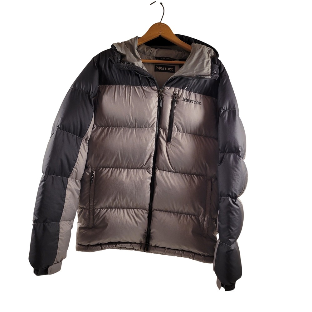 Marmot Guides Down Hoody Men M Grey Good 700 Fill Puffer Jacket 1212